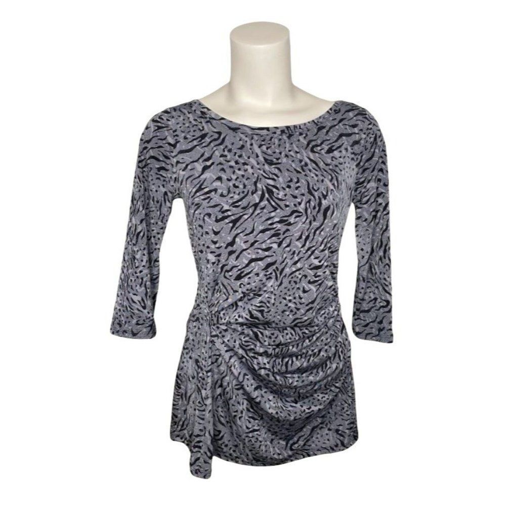 Slim Fabulous Built in Shapewear‎ Slimming Black Gray Ruched Top Small